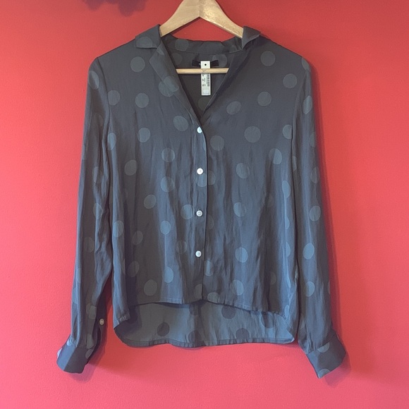 NWT Madewell GREEN Jacquard Dot Pajama Shirt - Picture 3 of 7